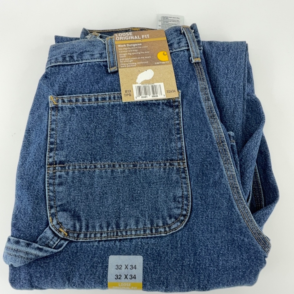 Carhartt Loose Original Fit Work Dungaree Blue Jeans Mens 32x34 B13 DPS NWT NOS